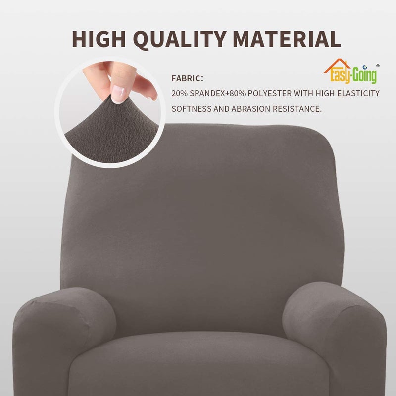 Easy-Going 4 Pieces Microfiber Stretch Recliner Slipcover â€“ Spandex Soft Fitted Sofa Couch Cover, Washable Furniture Protector with Elastic Bottom for Kids, Pet(Recliner, Taupe) - Image 3